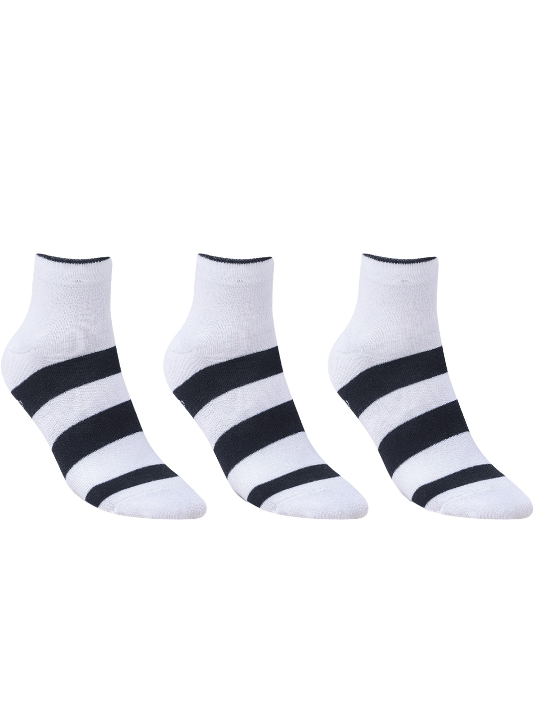 

Dollar Socks Men Pack Of 3 Striped Cotton Ankle-Length Socks, White