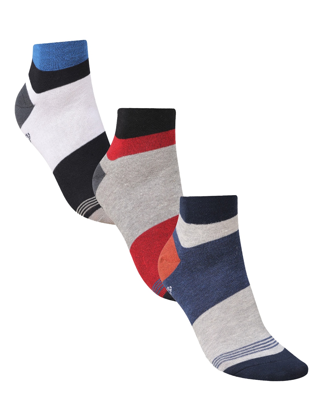 

Dollar Socks Men Pack Of 3 Colourblocked Cotton Ankle-Length Socks, Grey