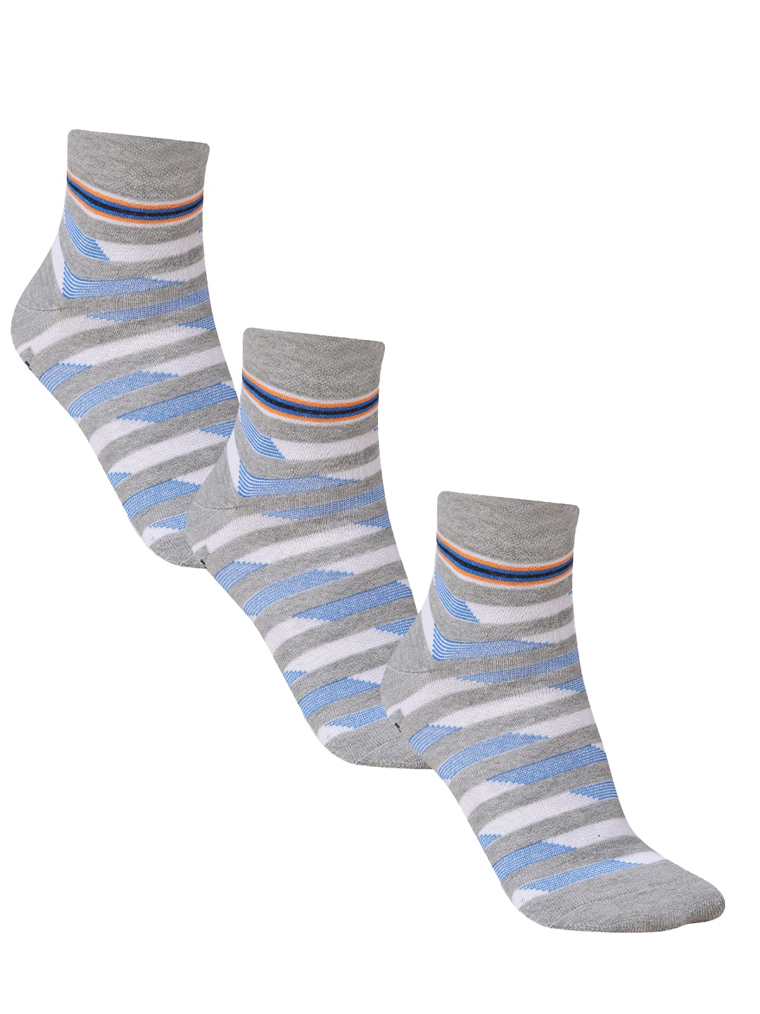

Dollar Socks Men Pack Of 3 Patterned Cotton Ankle-Length Socks, Grey