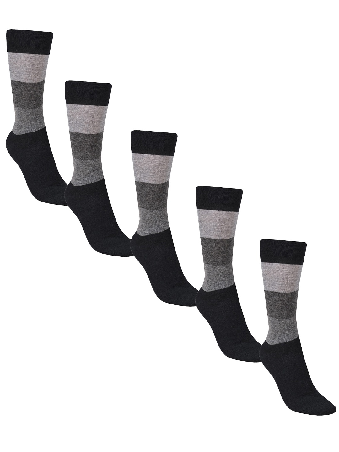 

Dollar Socks Men Pack Of 5 Patterned Cotton Calf-Length Socks, Black