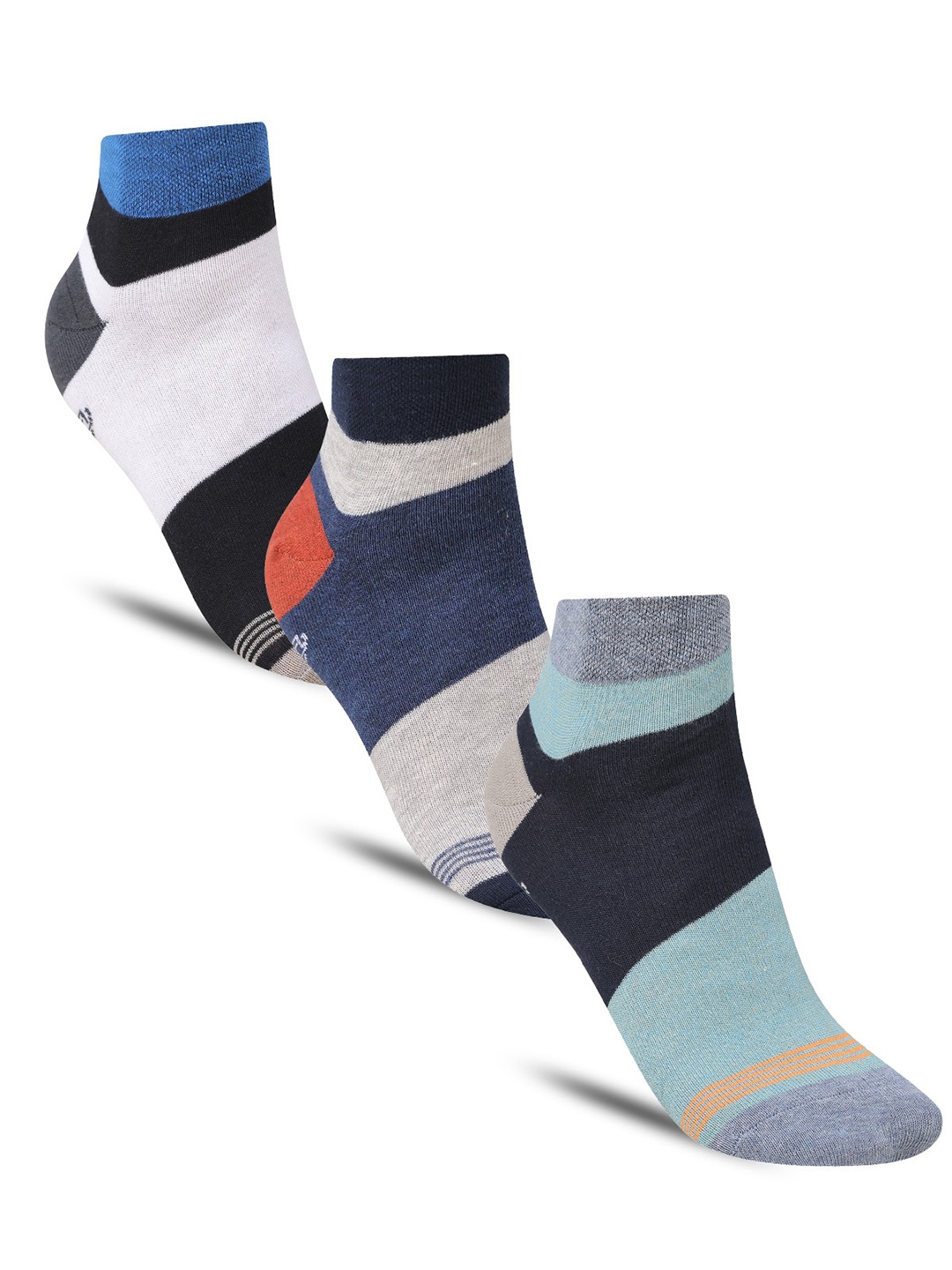 

Dollar Socks Men Pack Of 3 Colourblocked Cotton Ankle-Length Socks, Grey