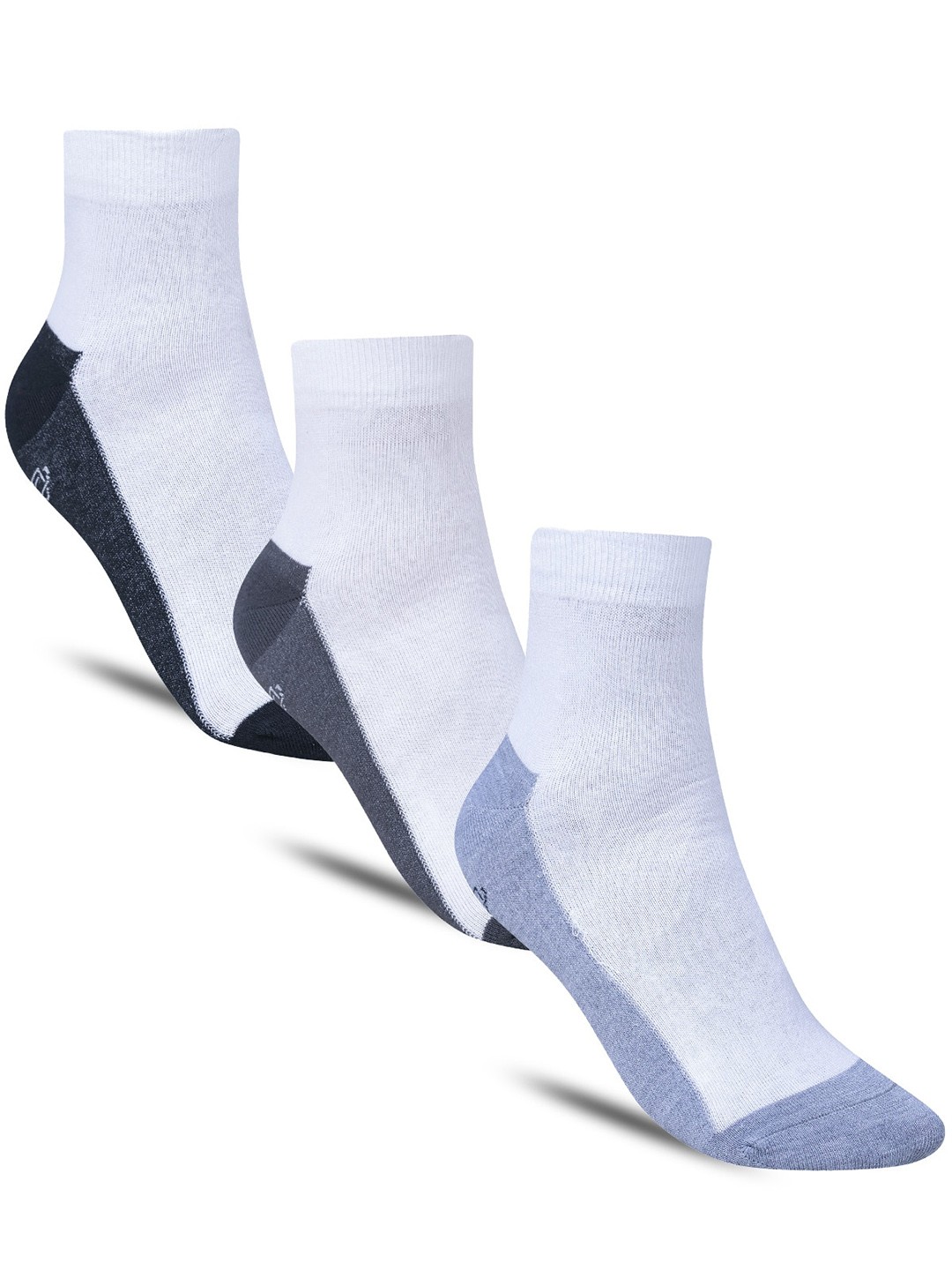 

Dollar Socks Men Pack Of 3 Patterned Cotton Ankle-Length Socks, White