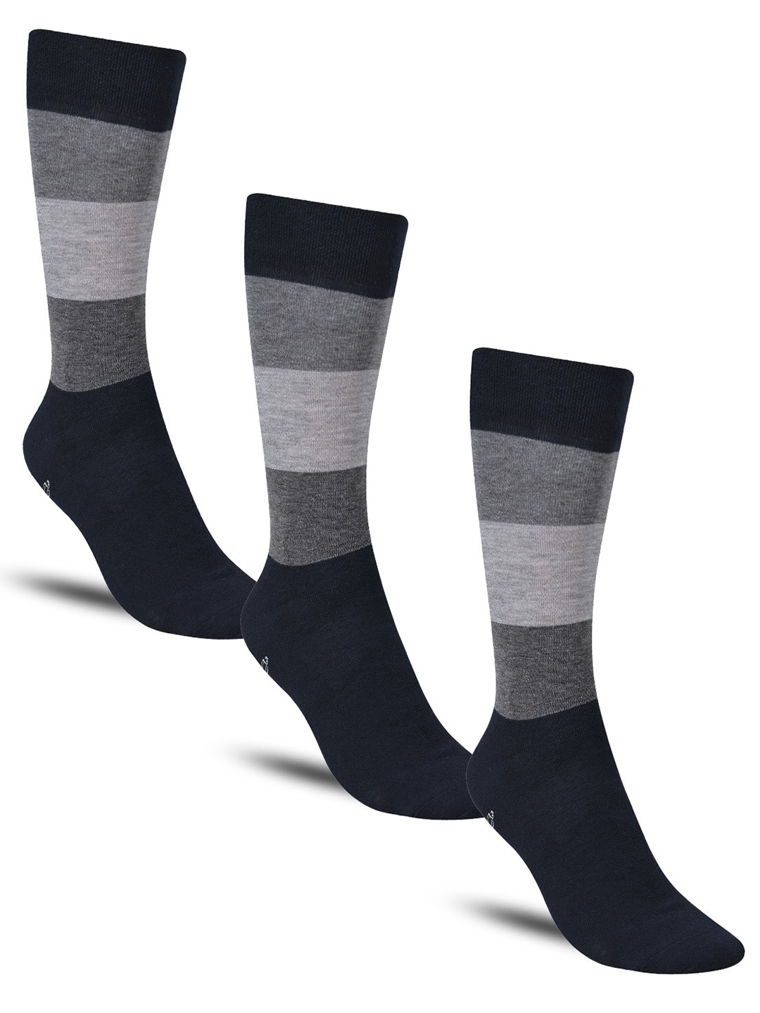 

Dollar Socks Men Pack Of 3 Patterned Cotton Calf-Length Socks, Black