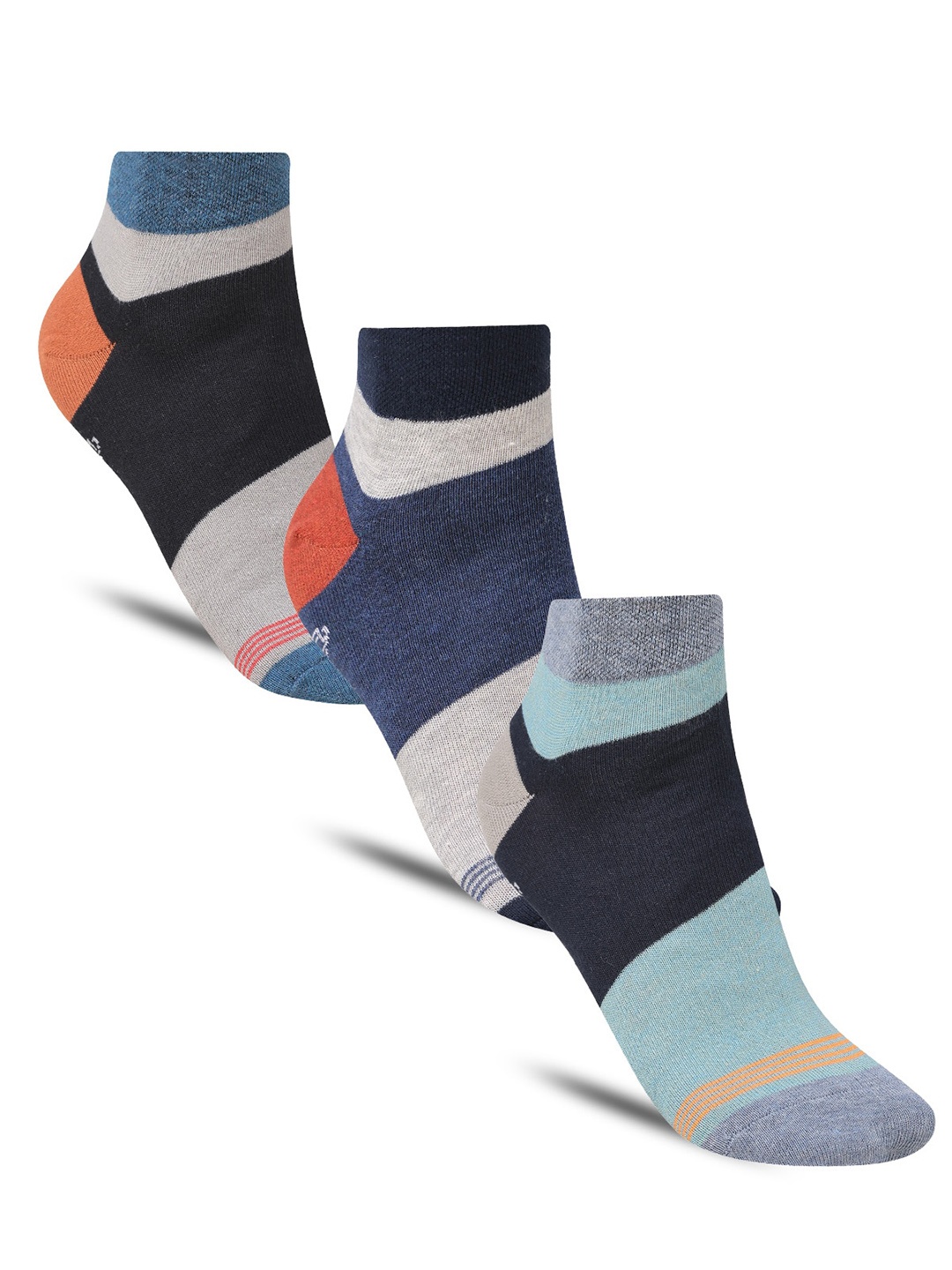 

Dollar Socks Men Pack Of 3 Colourblocked Cotton Ankle-Length Socks, Grey