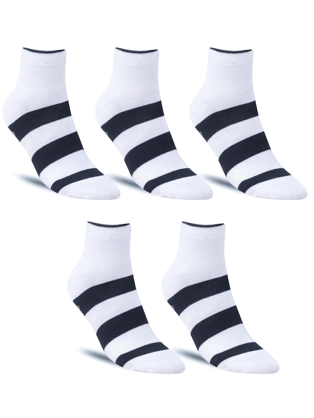 

Dollar Socks Men Pack Of 5 Patterned Cotton Ankle-Length Socks, White