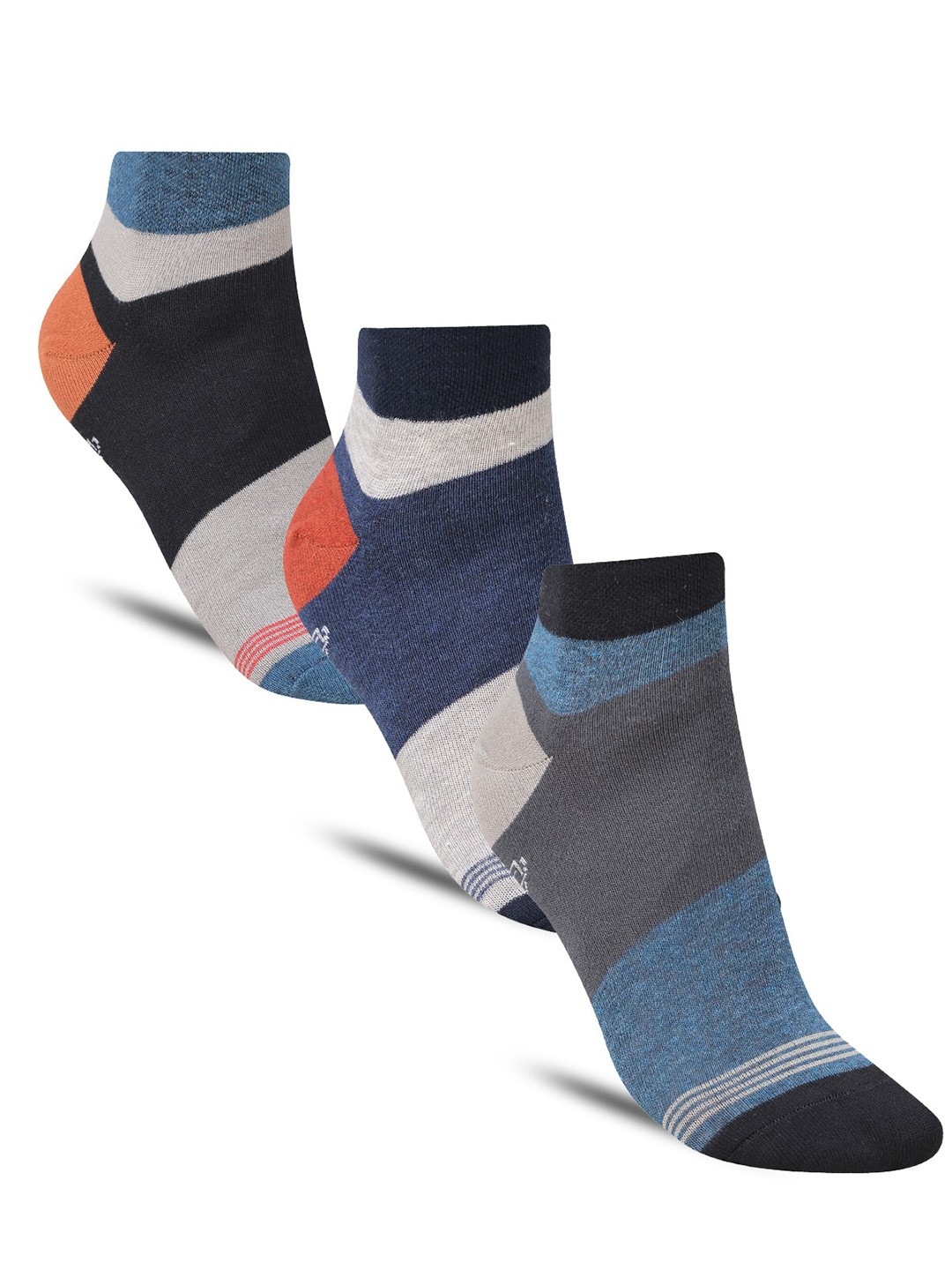 

Dollar Socks Men Pack Of 3 Colourblocked Cotton Ankle-Length Socks, Grey