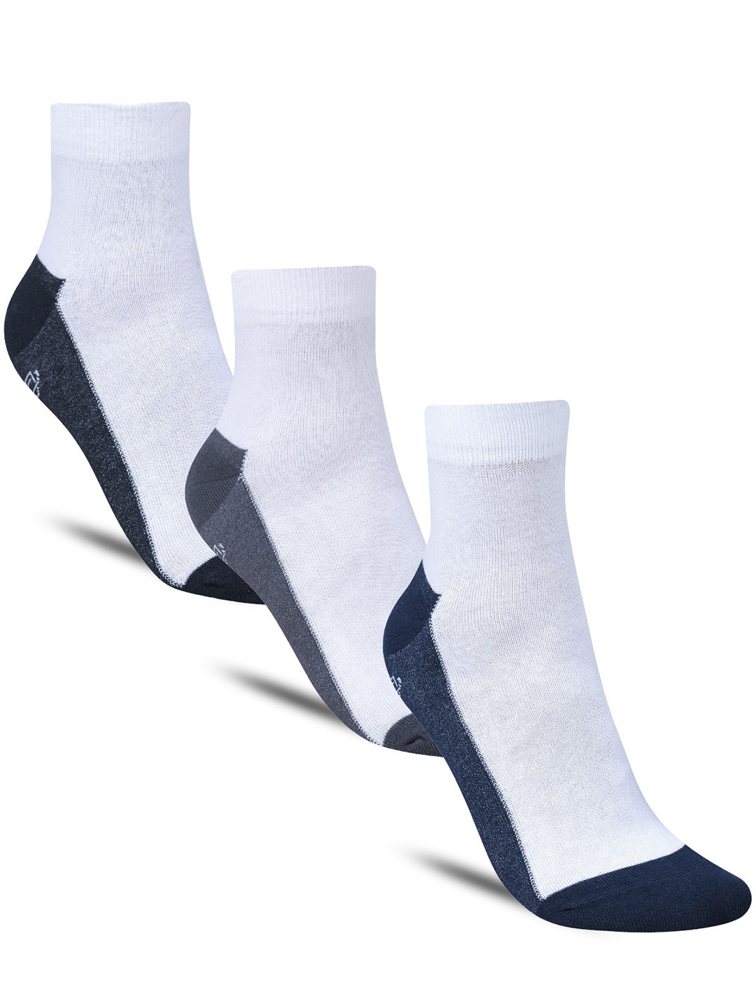 

Dollar Socks Men Pack Of 3 Patterned Cotton Ankle-Length Socks, White