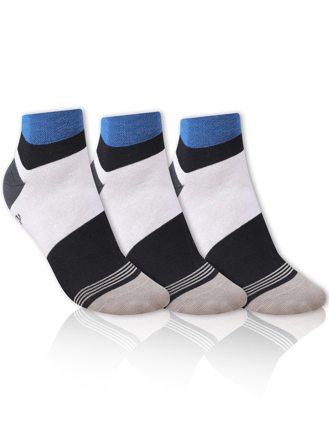 

Dollar Socks Men Pack Of 3 Patterned Cotton Ankle-Length Socks, White