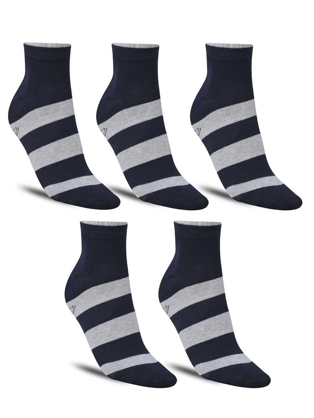 

Dollar Socks Men Pack Of 5 Patterned Cotton Ankle-Length Socks, Navy blue