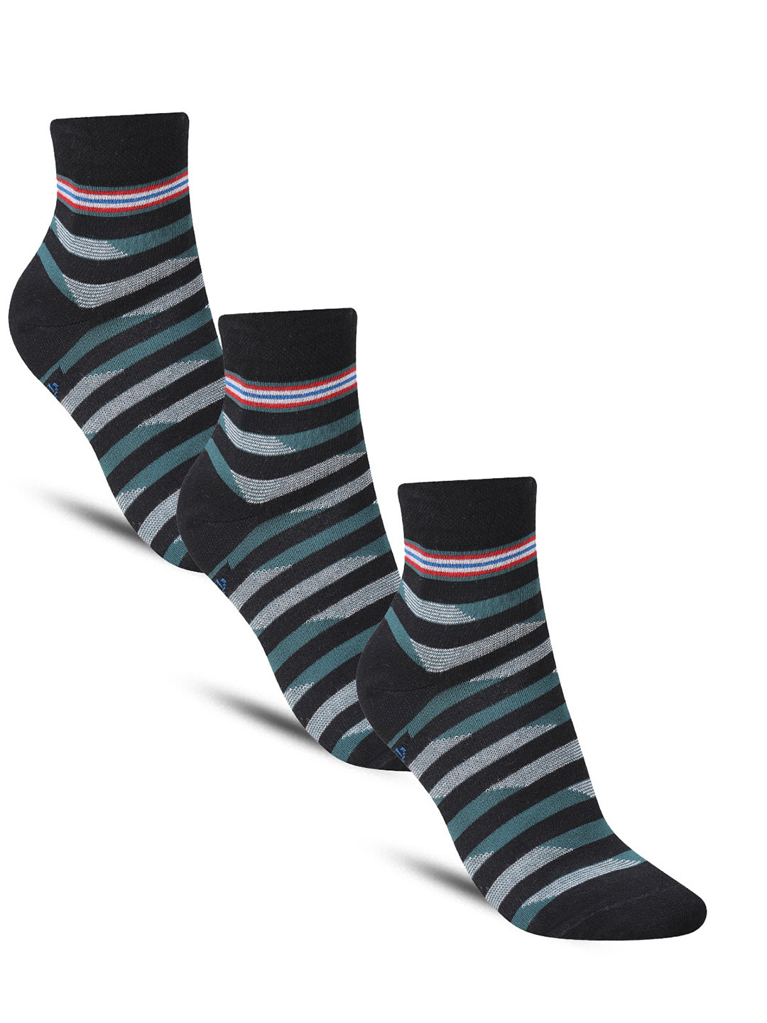 

Dollar Socks Men Pack Of 3 Patterned Cotton Ankle-Length Socks, Green
