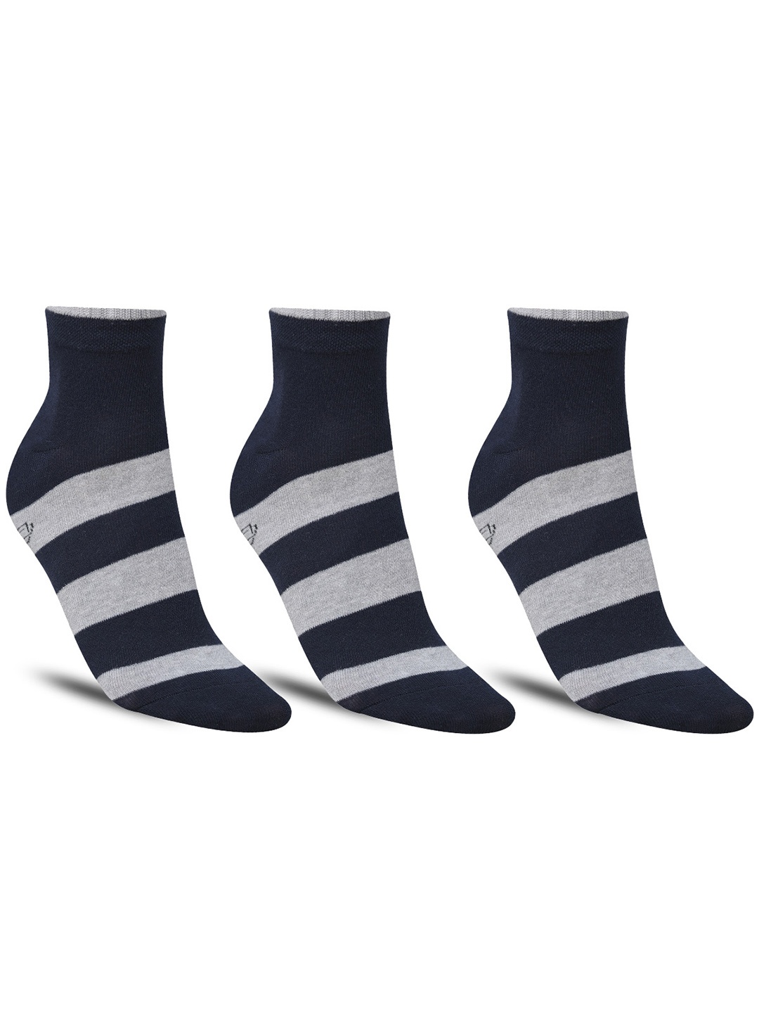 

Dollar Socks Men Pack Of 3 Patterned Cotton Ankle-Length Socks, Navy blue