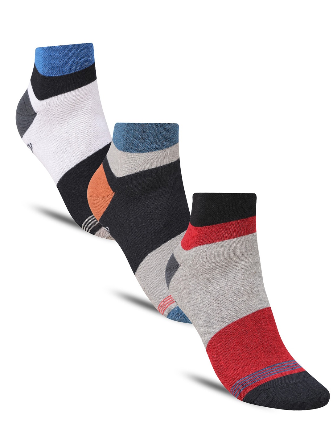 

Dollar Socks Men Pack Of 3 Patterned Cotton Ankle-Length Socks, White