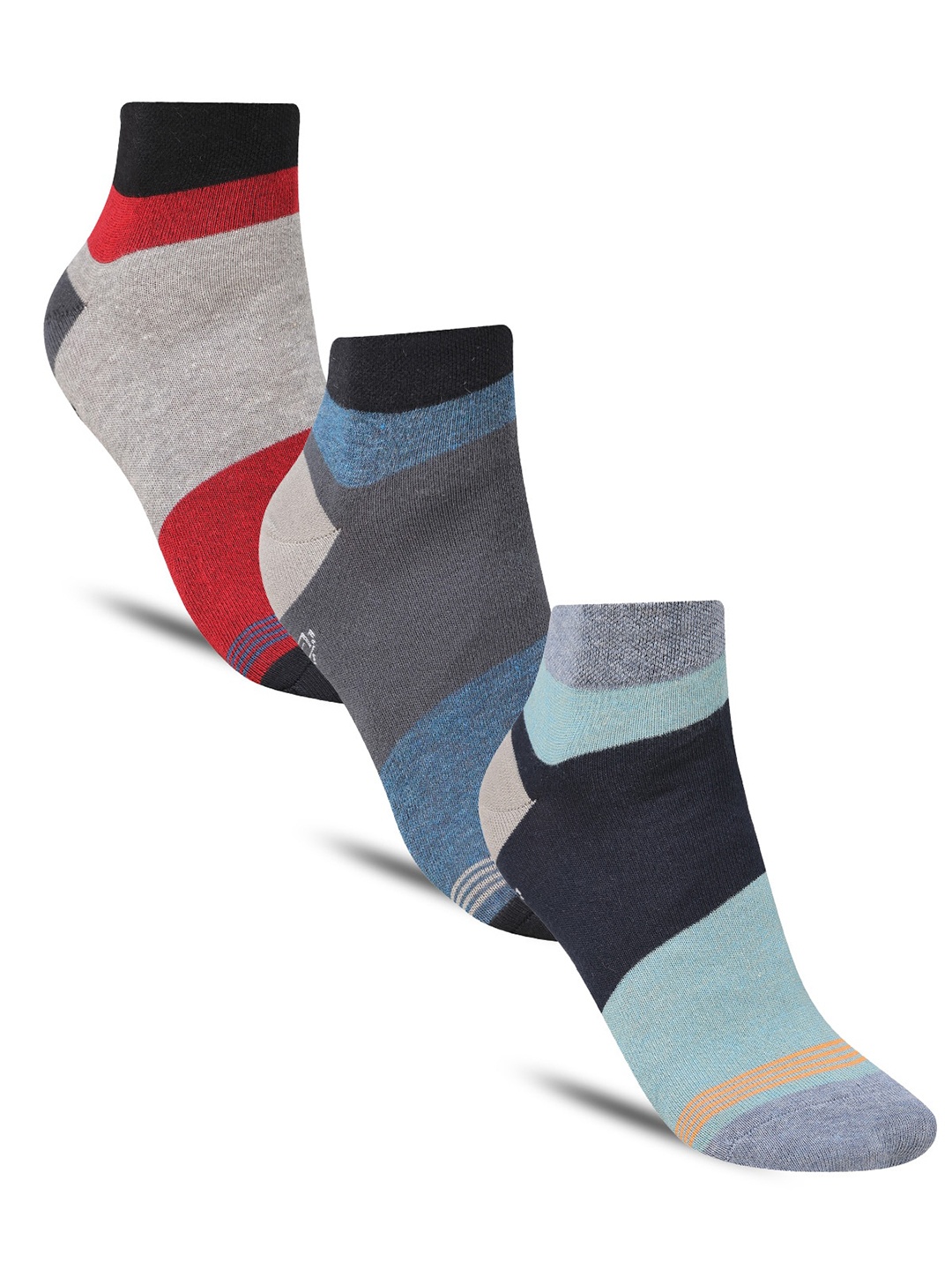 

Dollar Socks Men Pack Of 3 Patterned Cotton Ankle-Length Socks, Red