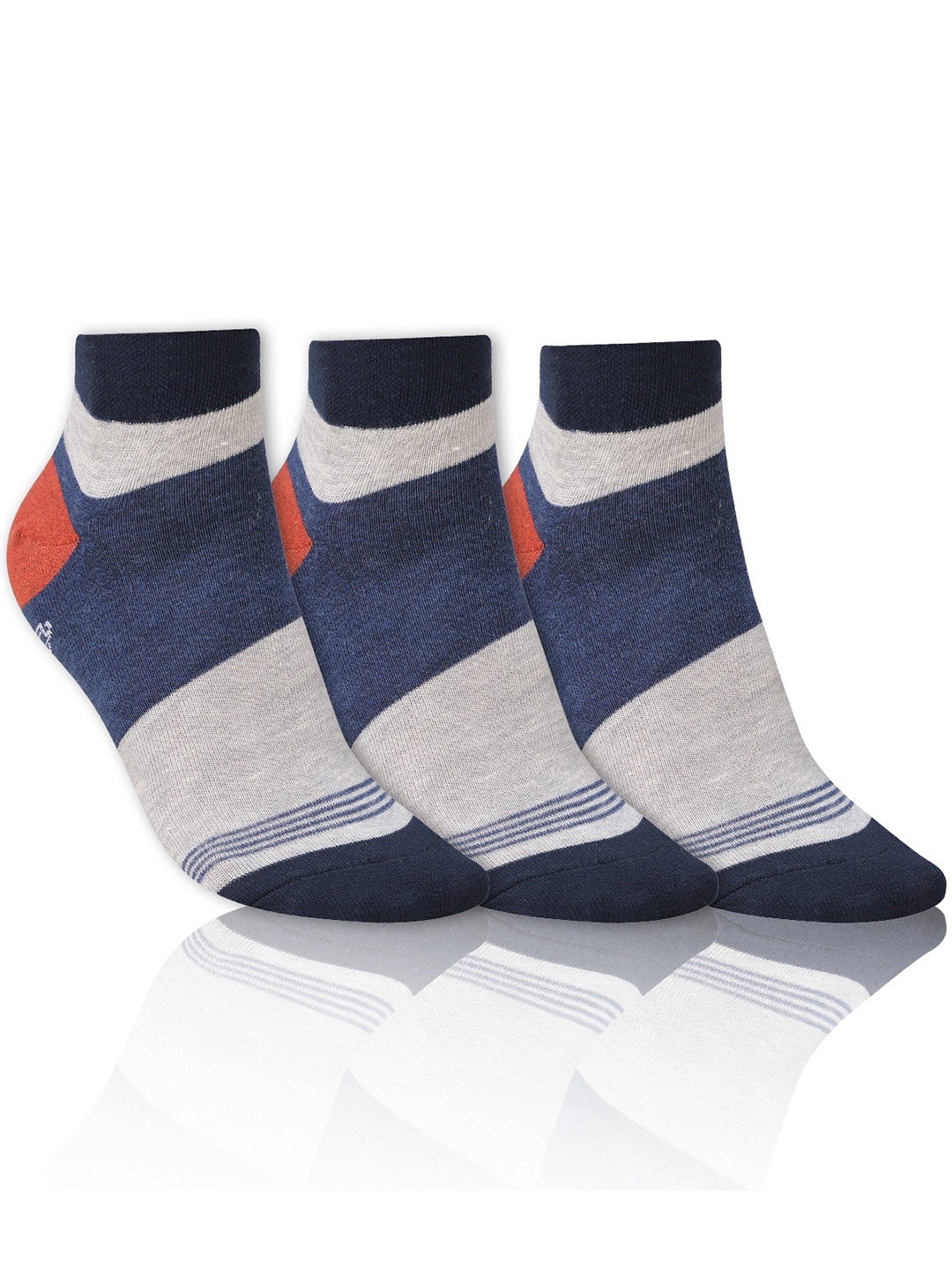 

Dollar Socks Men Pack Of 3 Patterned Cotton Ankle-Length Socks, Navy blue