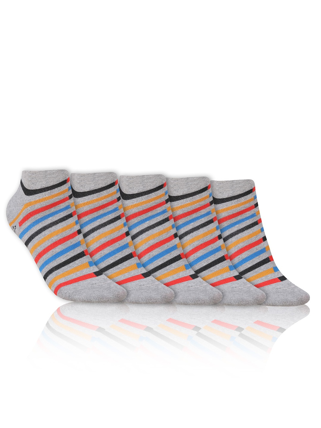 

Dollar Socks Men Pack Of 5 Patterned Cotton Ankle-Length Socks, Grey