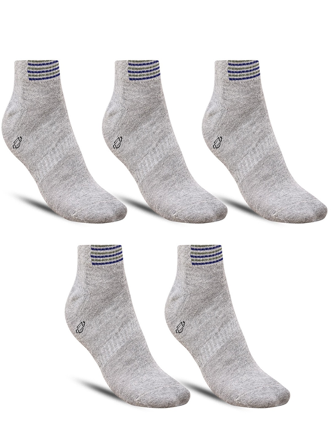 

Dollar Socks Men Pack Of 5 Patterned Cotton Ankle-Length Socks, Grey