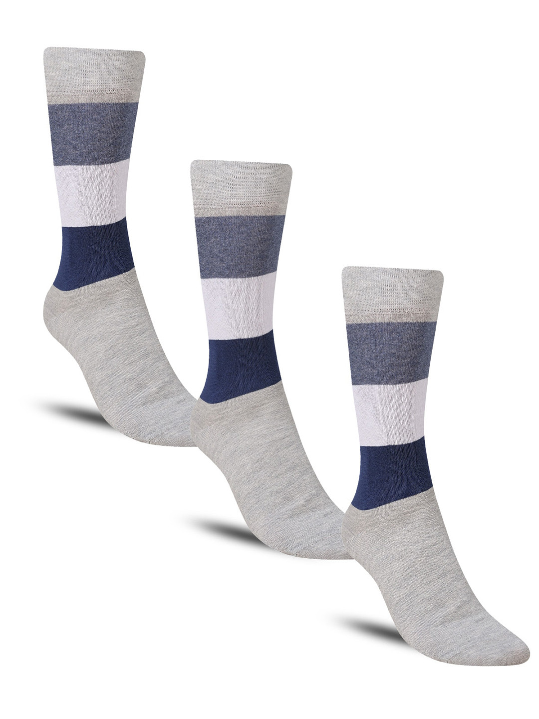 

Dollar Socks Men Pack Of 3 Patterned Cotton Calf-Length Socks, Grey