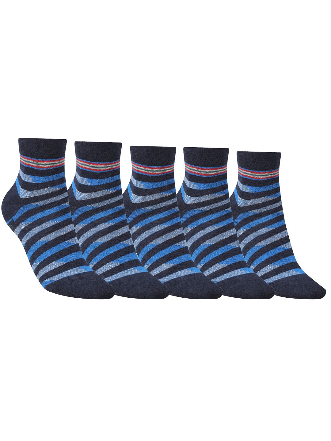

Dollar Socks Men Pack Of 5 Striped Cotton Ankle-Length Socks, Blue