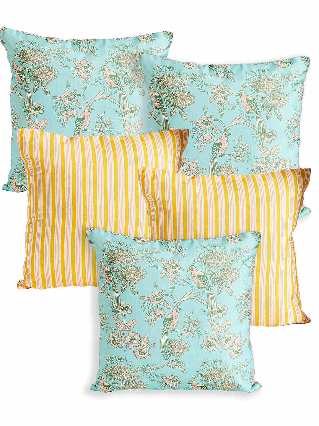 

Chumbak Yellow & Green 5 Pieces Printed Square Cushion Covers