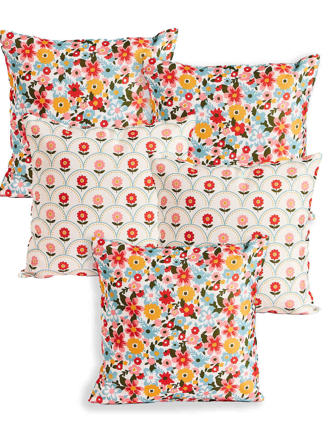 

Chumbak White & Red 5 Pieces Floral Square Cushion Covers