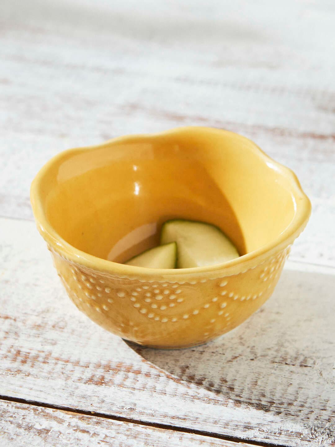 

Chumbak Yellow Textured Ceramic Matte Bowl