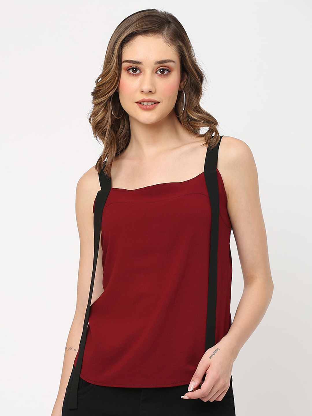 

Curves by MISH Shoulder Straps Top, Maroon