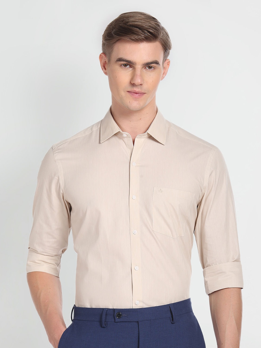 

Arrow Spread Collar Slim Fit Formal Shirt, Beige