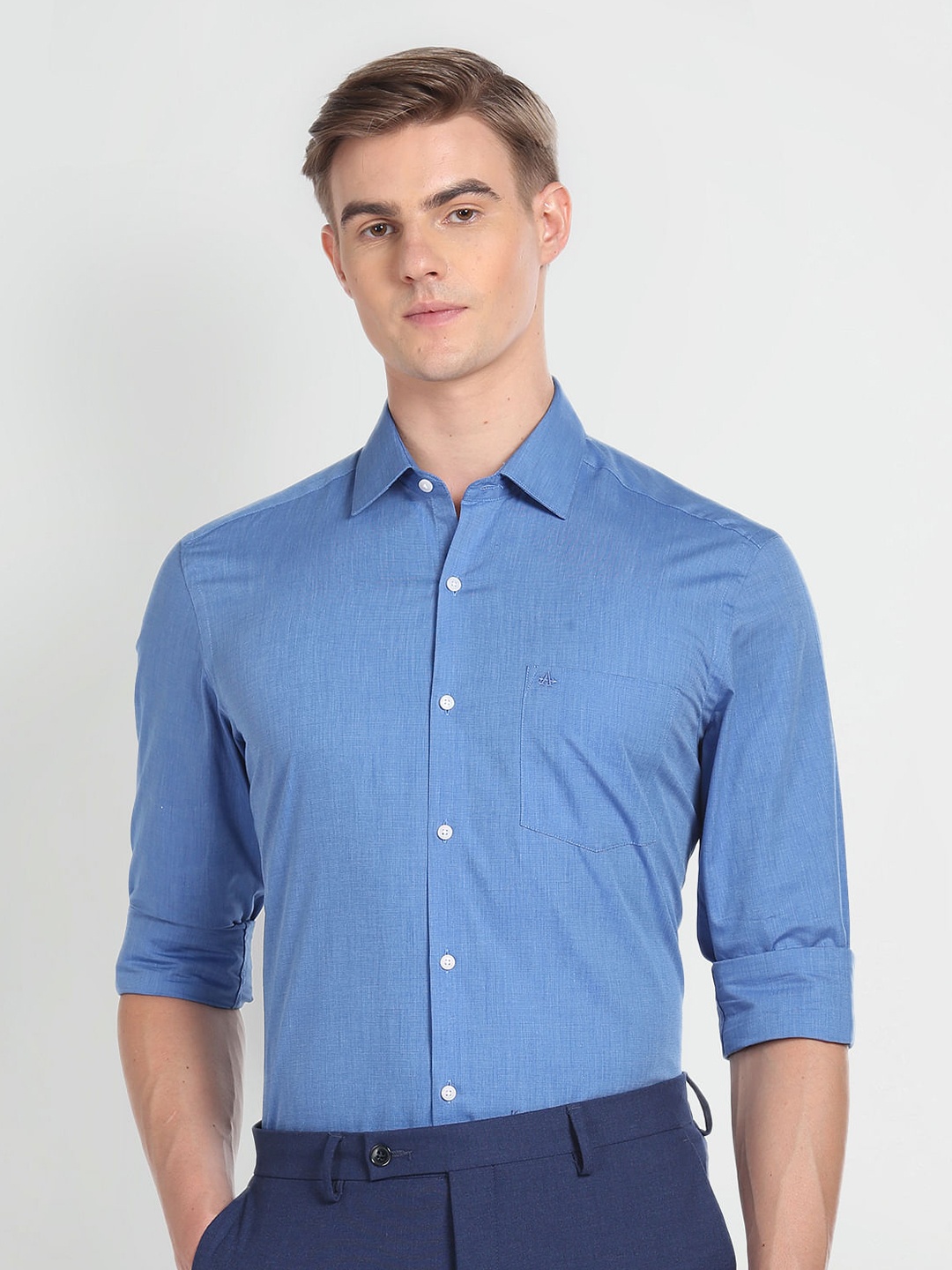 

Arrow Slim Fit Spread Collar Formal Shirt, Blue