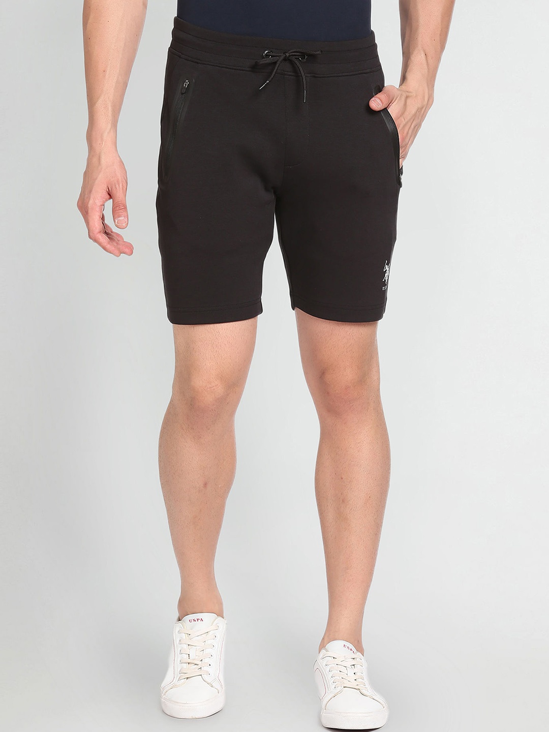 

U.S. Polo Assn. Men Regular Fit Mid Rise Sports Shorts, Black