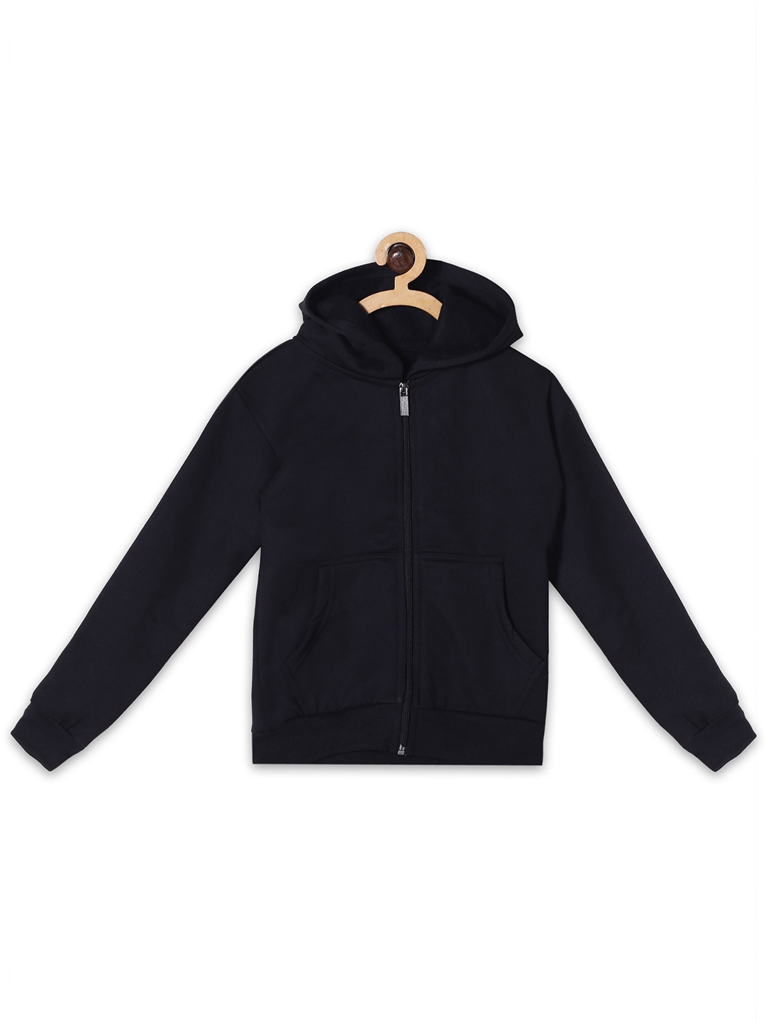 

Fashionable Boys Fleece Hooded Front-Open Sweatshirt, Black