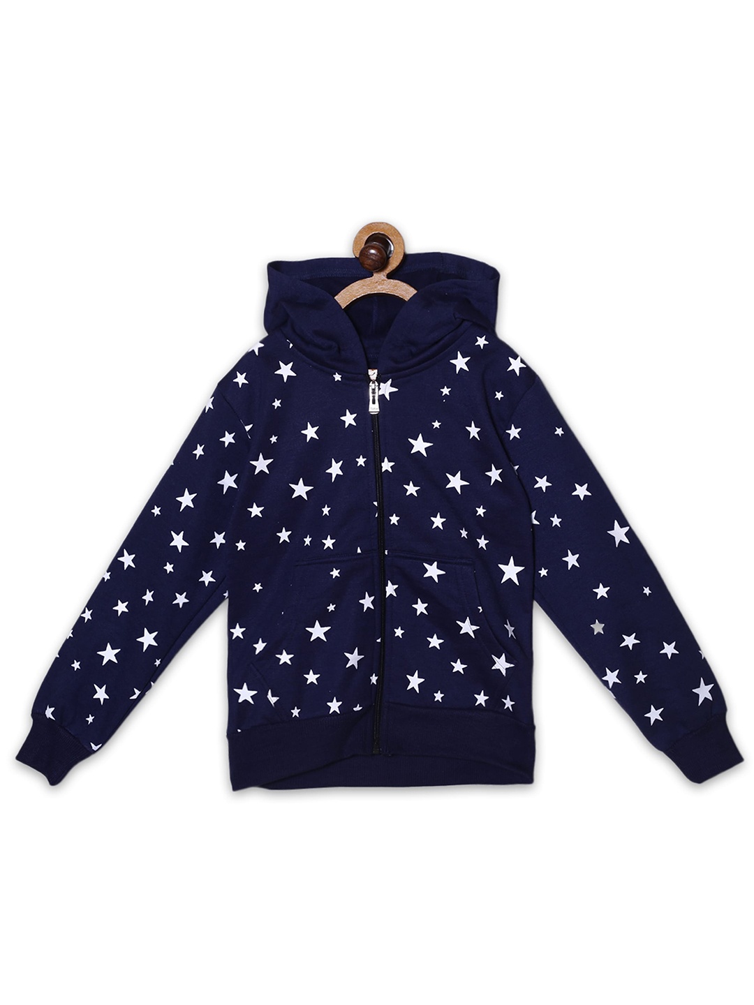 

Fashionable Boys Geometric Printed Fleece Hooded Sweatshirt, Navy blue