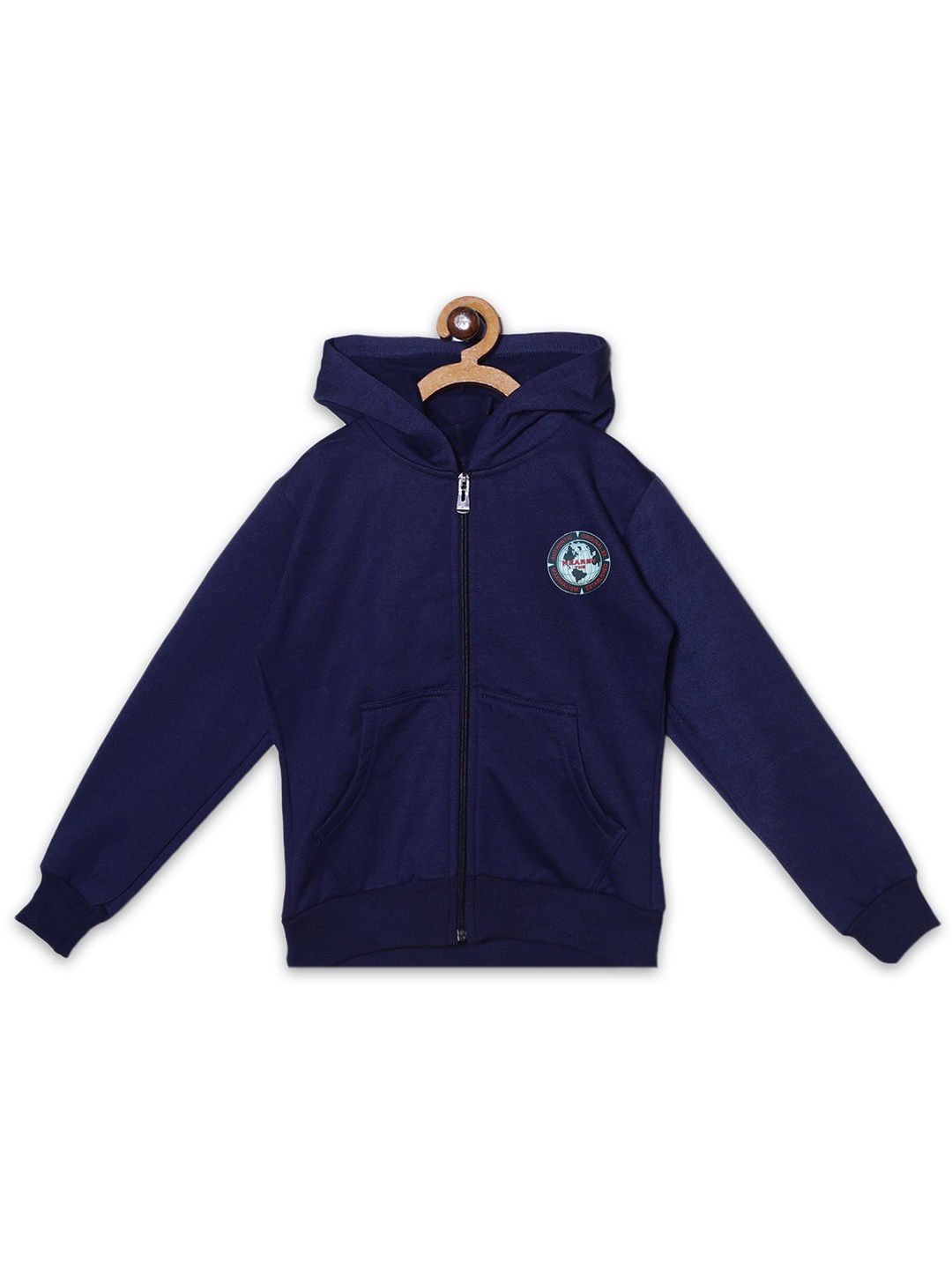 

Fashionable Boys Hooded Fleece Front-Open Sweatshirt, Navy blue