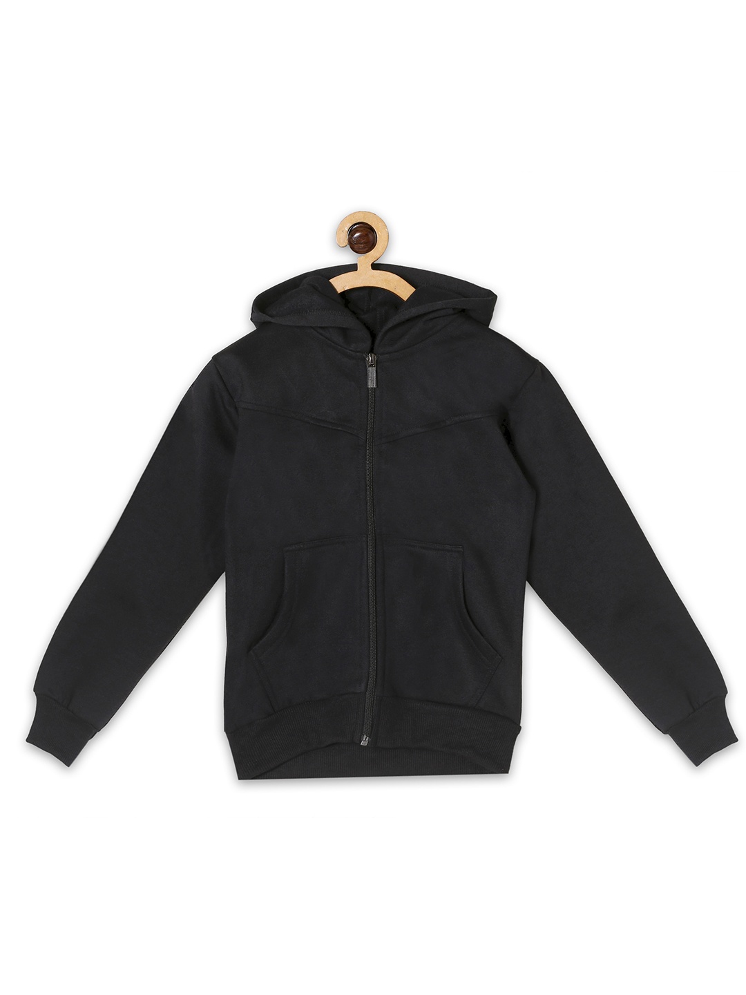 

Fashionable Boys Fleece Hooded Front-Open Sweatshirt, Black