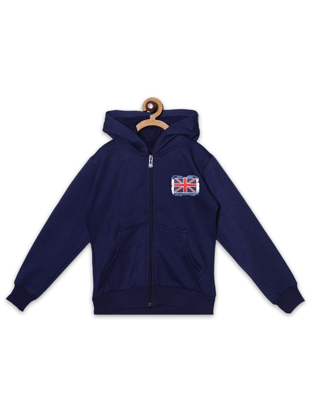 

Fashionable Boys Hooded Fleece Front-Open Sweatshirt, Navy blue