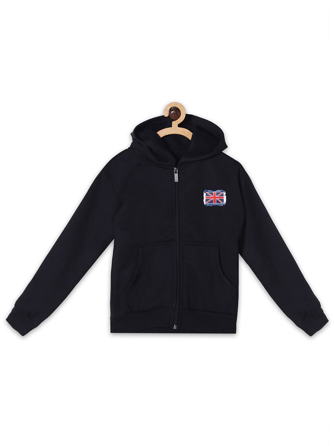 

Fashionable Boys Fleece Hooded Front-Open Sweatshirt, Black