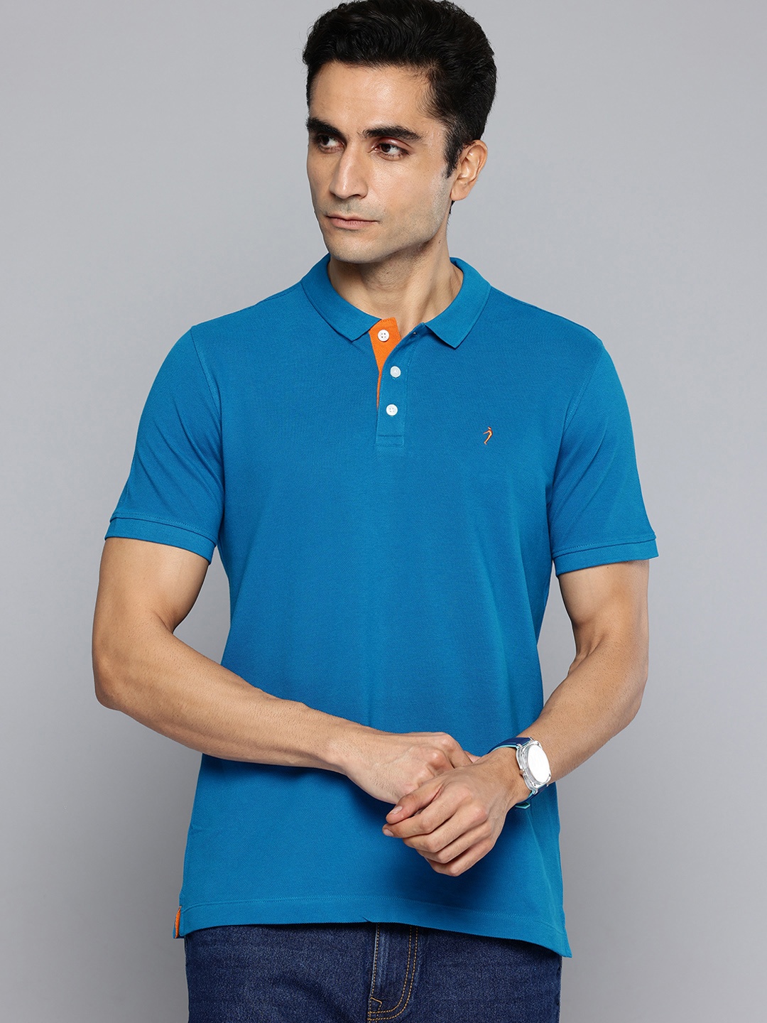 

Indian Terrain Pure Cotton Polo Collar T-shirt, Blue