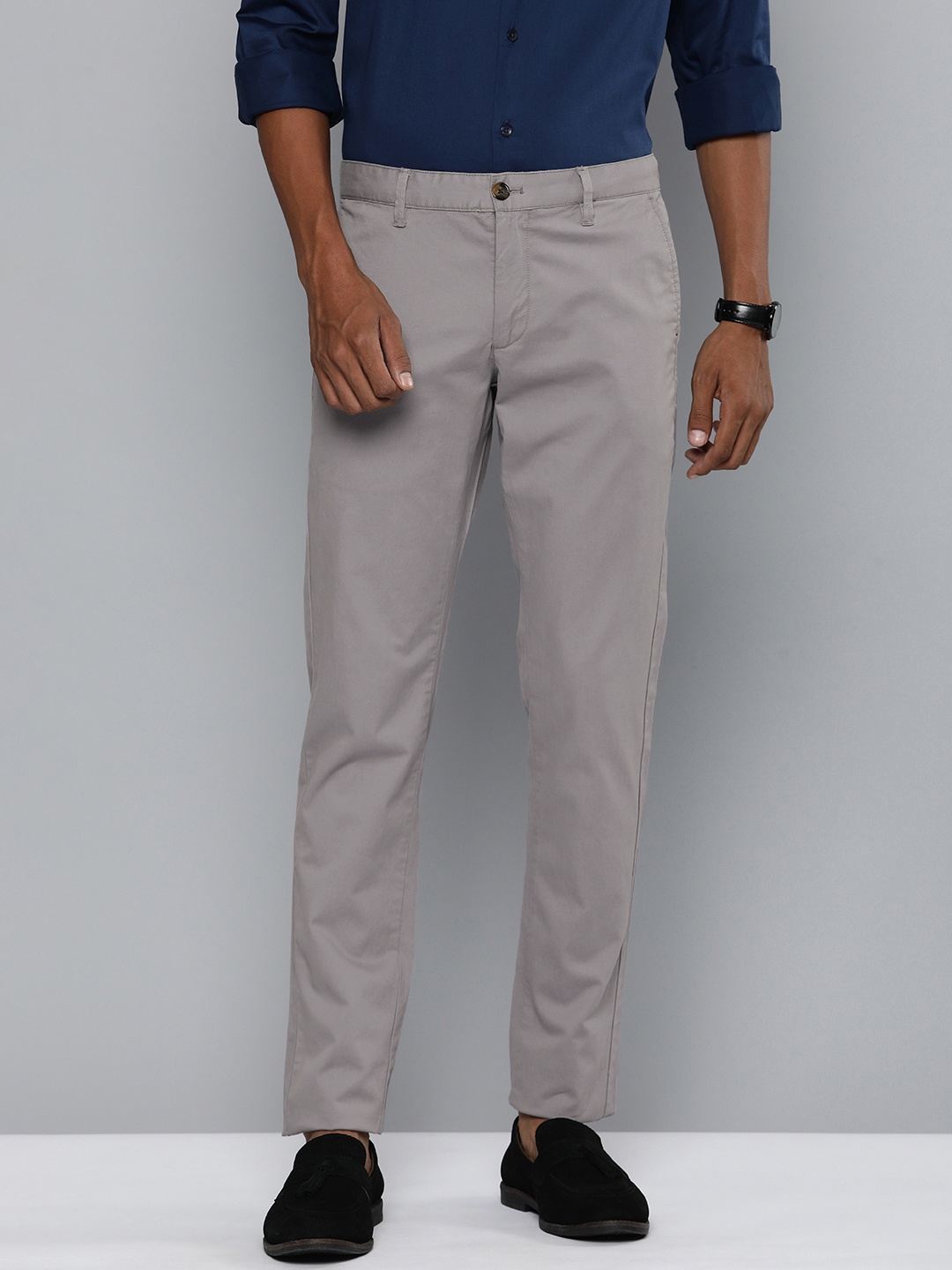 

Indian Terrain Men Brooklyn Slim Fit Chinos Formal Trousers, Grey