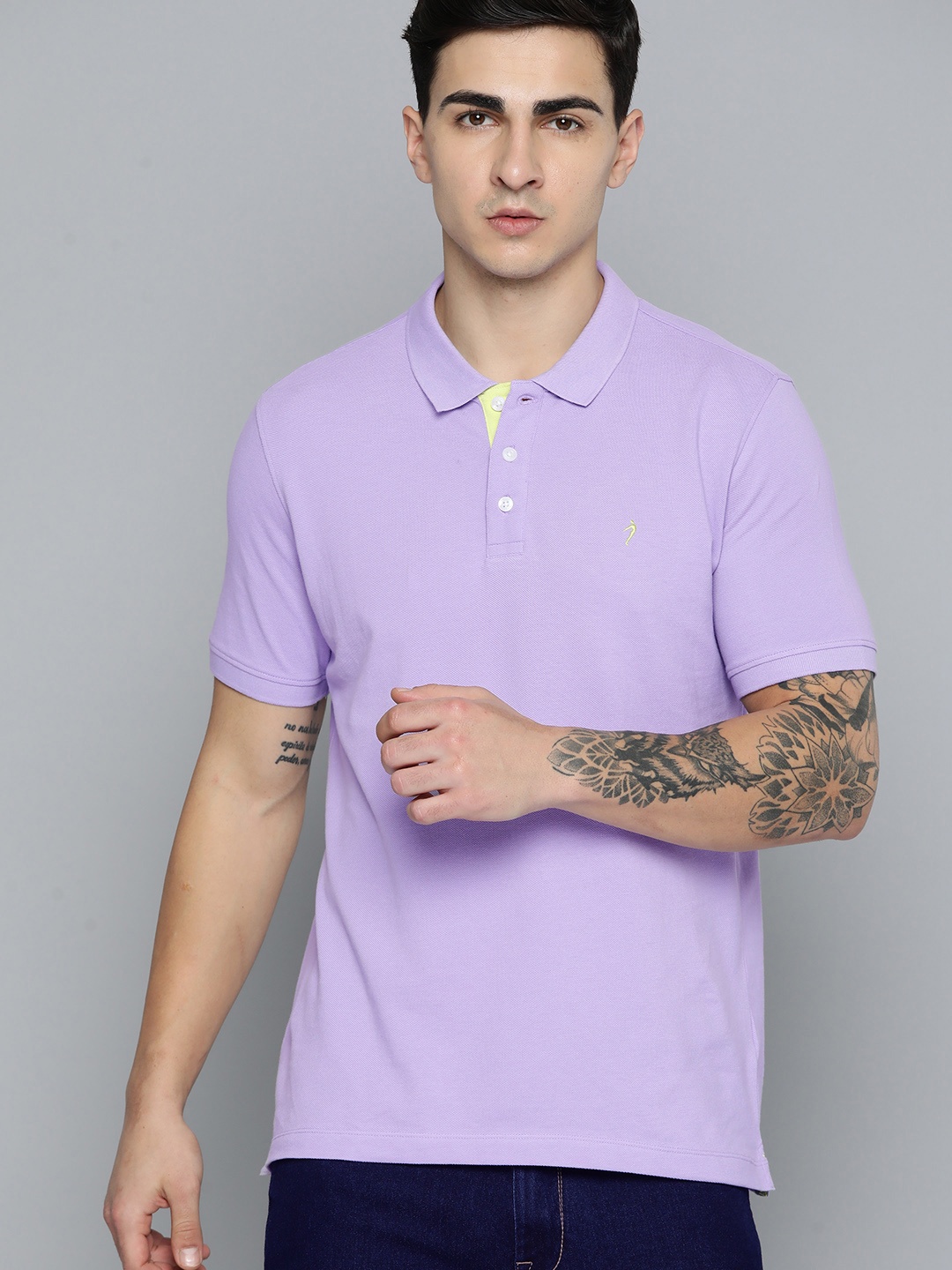 

Indian Terrain Polo Collar Pure Cotton T-shirt, Lavender