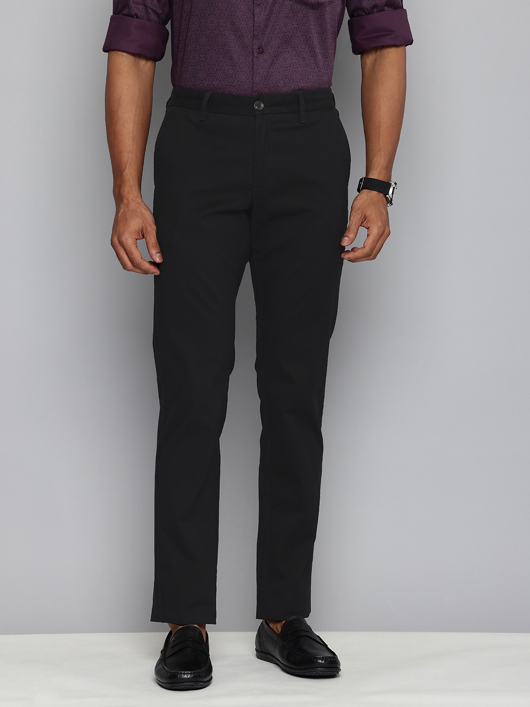 

Indian Terrain Men Brooklyn Slim Fit Chinos Smart Casual Trousers, Black