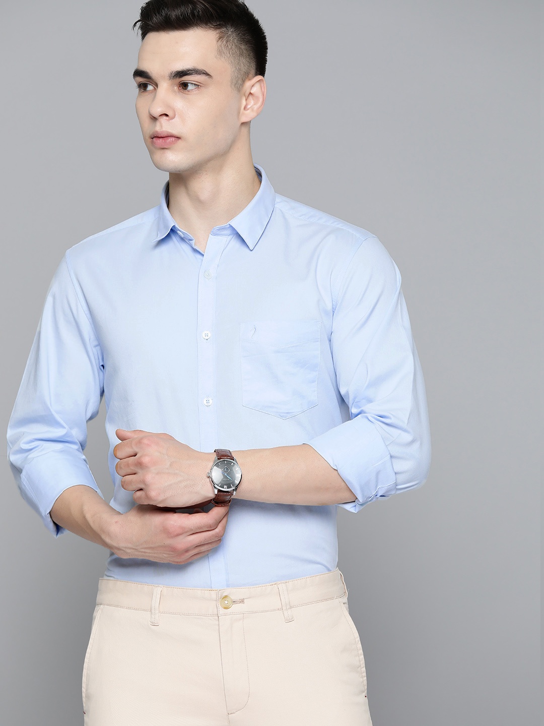 

Indian Terrain Slim Fit Pure Cotton Shirt, Blue