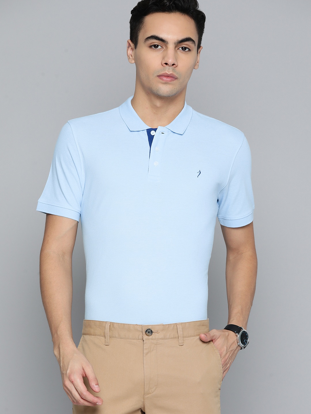 

Indian Terrain Polo Collar Pure Cotton T-shirt, Blue
