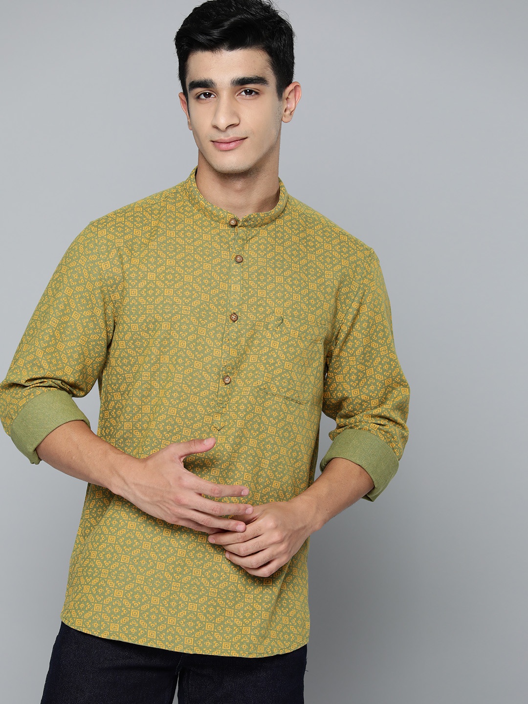 

Indian Terrain Men Slim Fit Printed Casual Shirt, Green