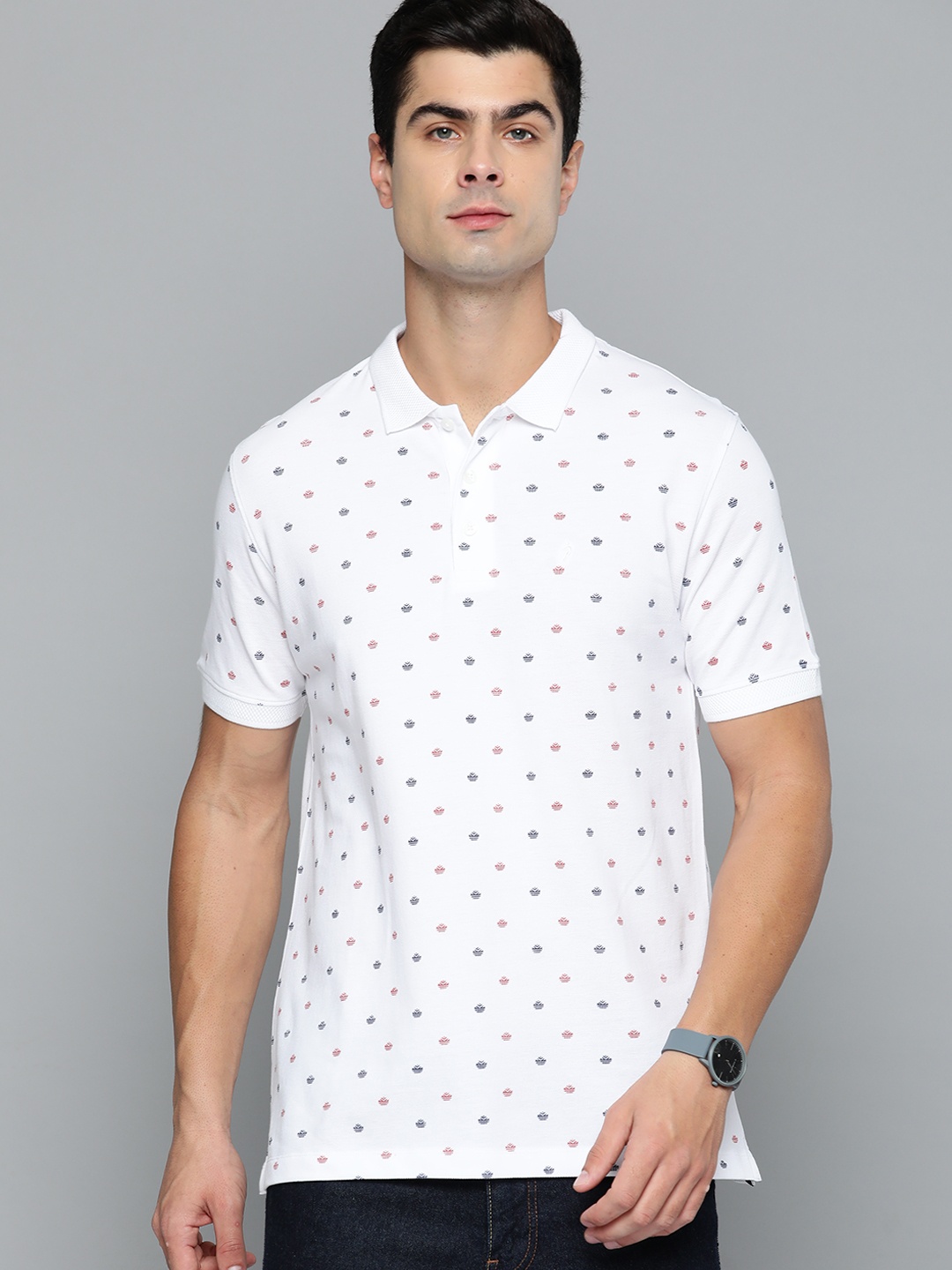 

Indian Terrain Printed Polo Collar Pure Cotton T-shirt, White