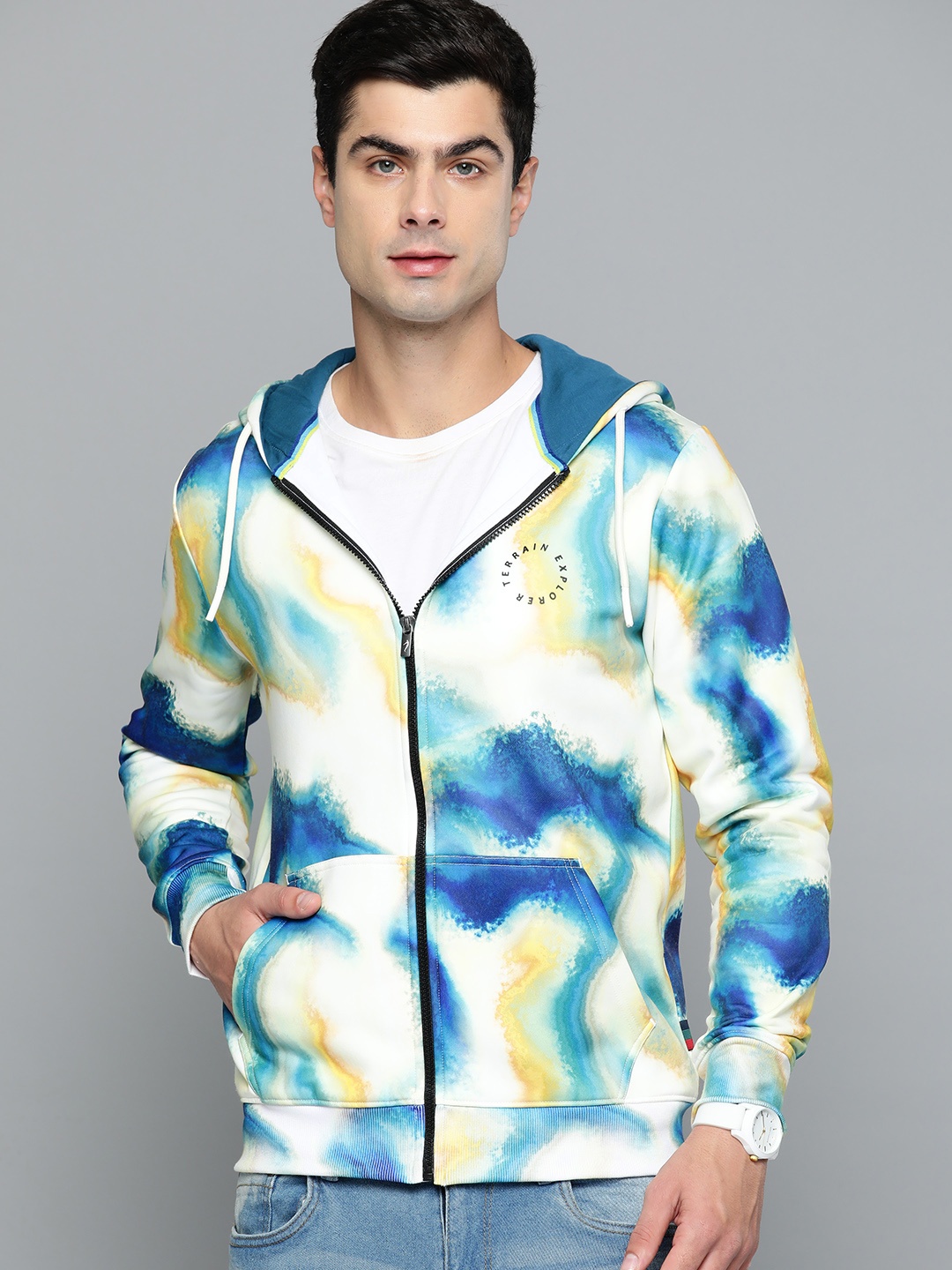 

Indian Terrain Front Open Hooded Sweatshirt, Yellow