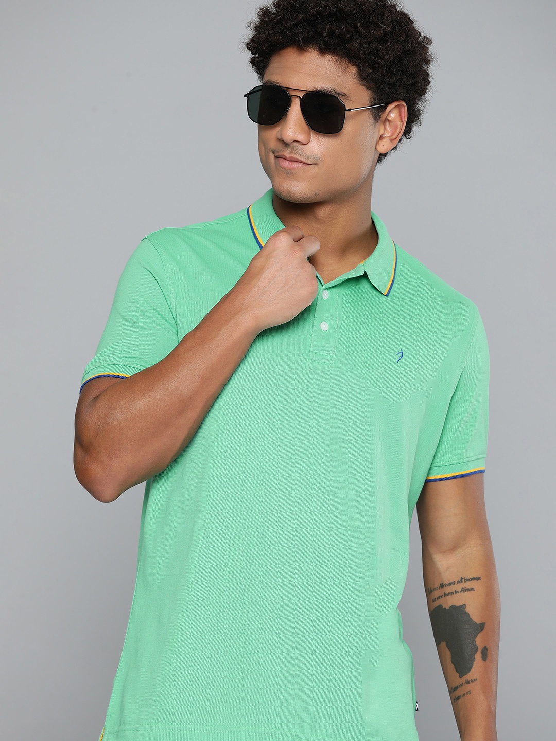 

Indian Terrain Polo Collar Short Sleeves Cotton T-shirt, Green