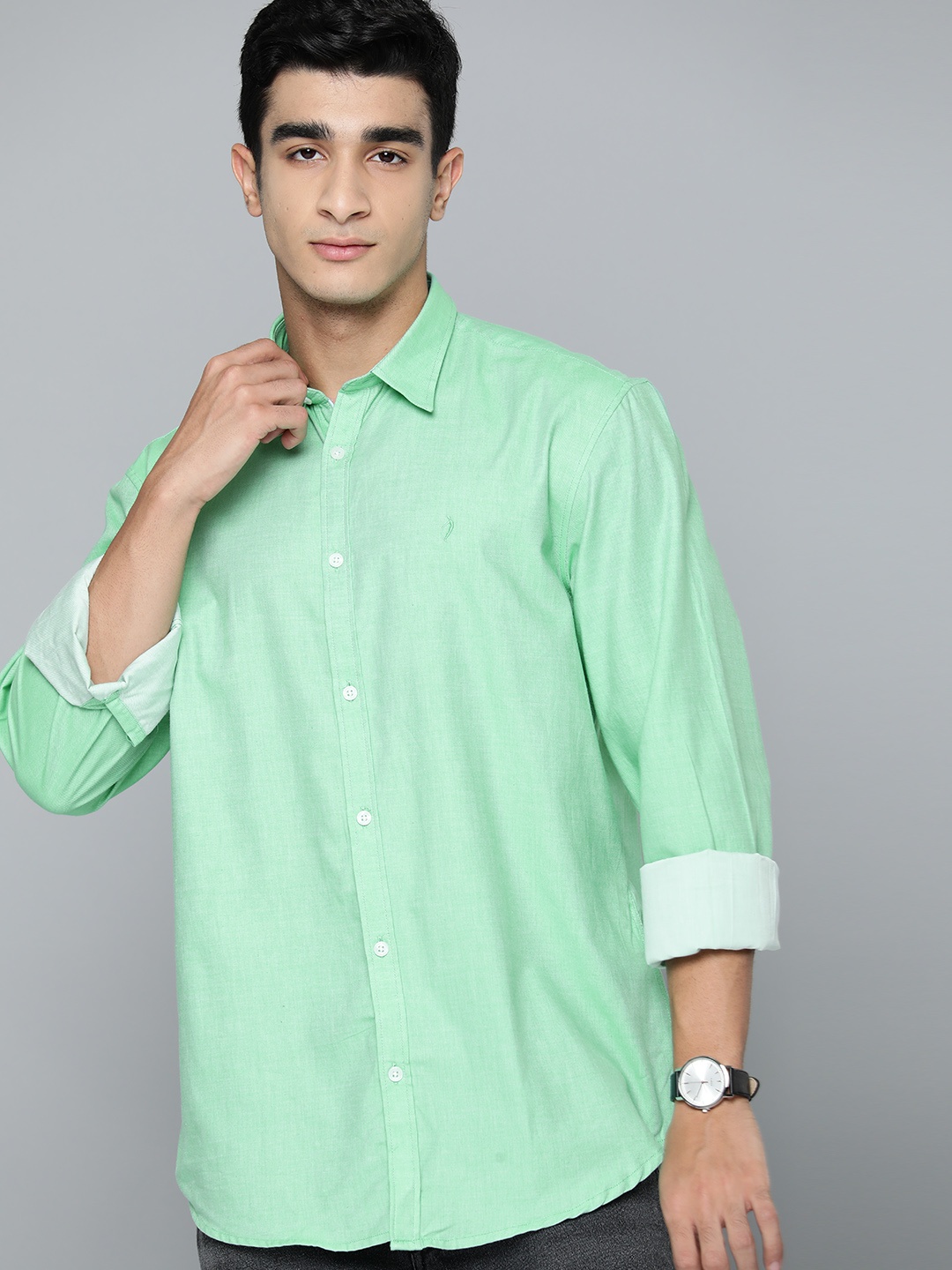 

Indian Terrain Men Slim Fit Pure Cotton Casual Shirt, Green