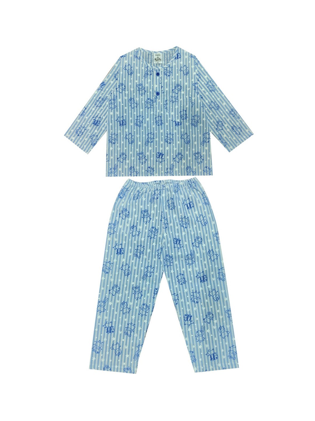 

shopbloom Kids Conversational Printed Pure Cotton Shirt & Pyjamas, White