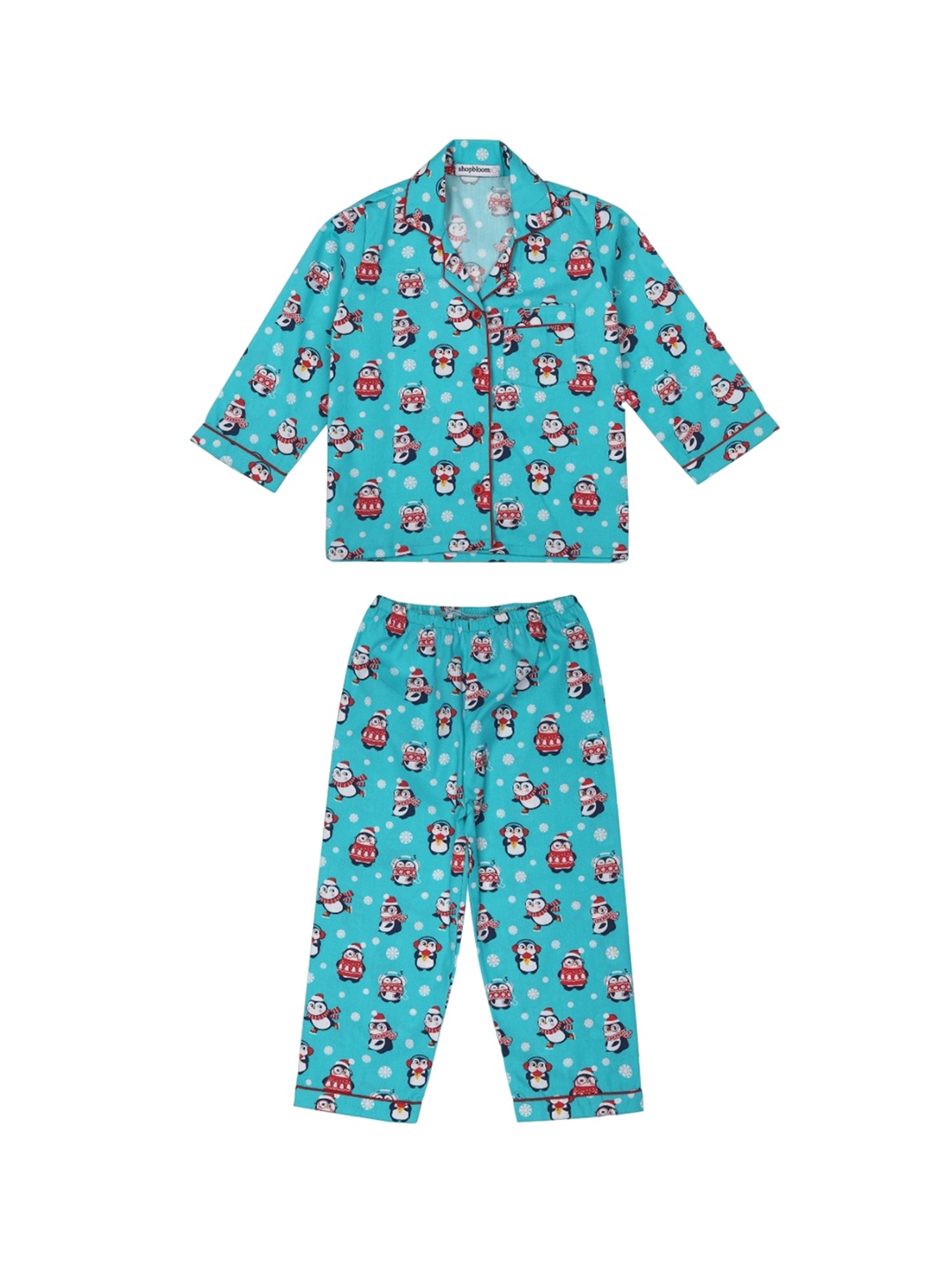 

shopbloom Kids Conversational Printed Pure Cotton Shirt & Pyjamas, Blue