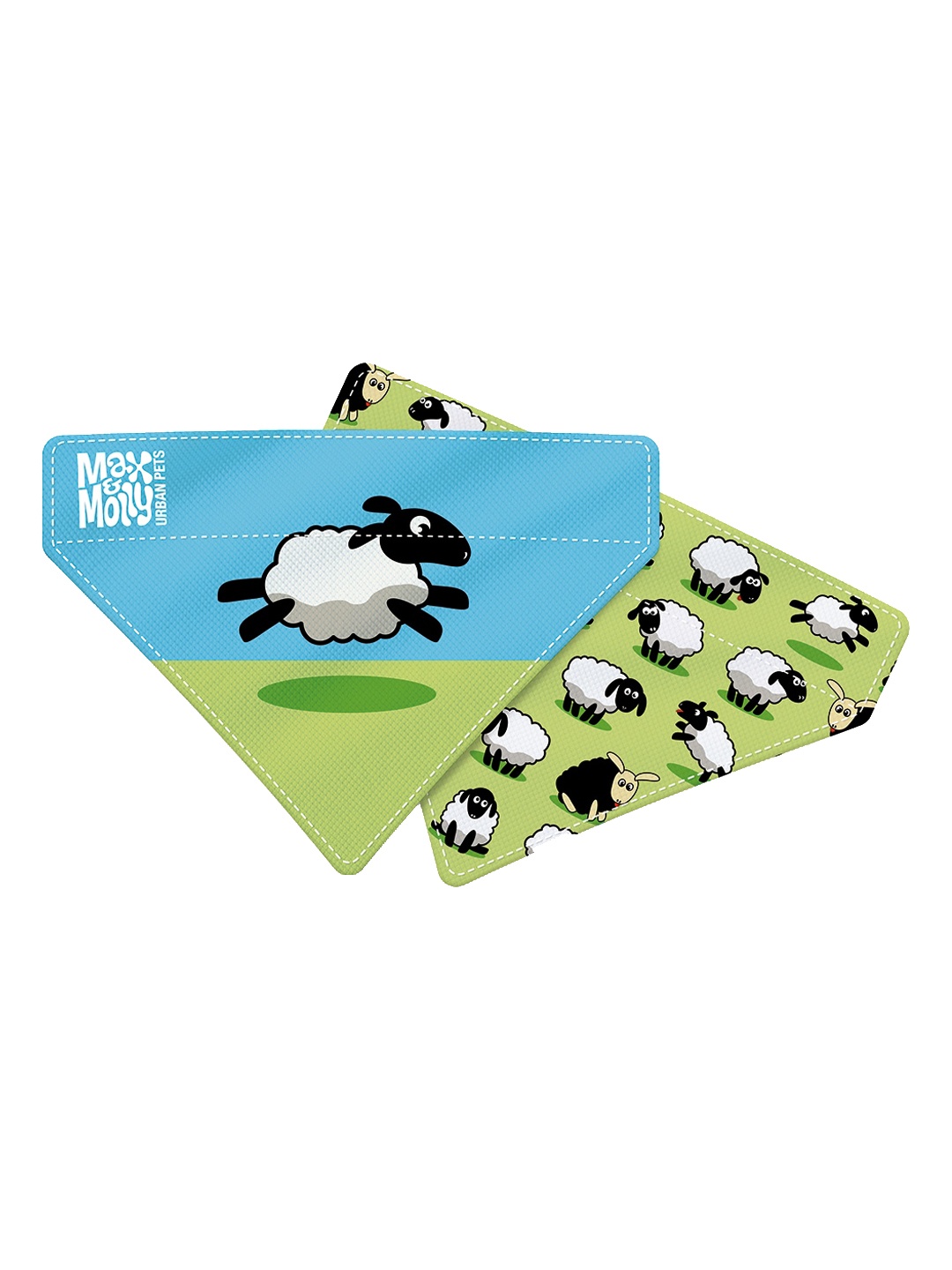 

Max & Molly Set Of 2 Sheep Printed Pet Bandanas, Blue