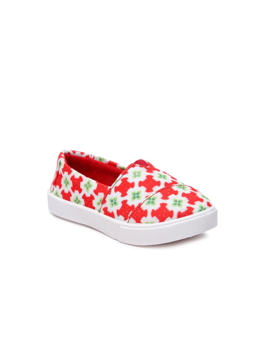 

YK Girls Printed Canvas Contrast Sole Slip-On Sneakers, Red